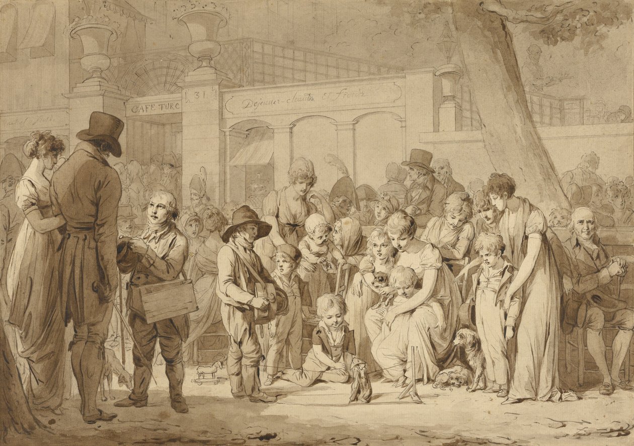 Koostumuspiirustus Jardin Turcin sisäänkäynnille tekijältä Louis Leopold Boilly