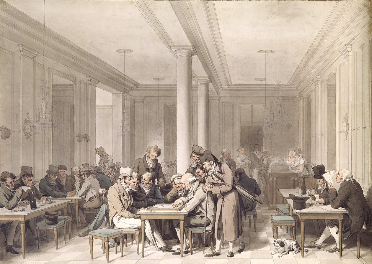 Pariisilaisen kahvilan sisustus, noin 1815 tekijältä Louis Leopold Boilly