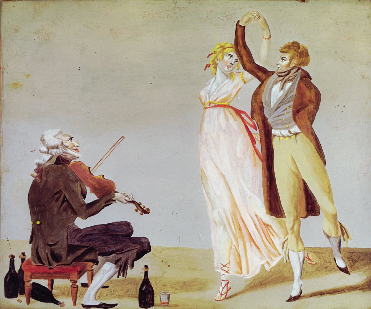 Merveilleuse ja Incroyable viulistin kanssa (öljy lasille) tekijältä Louis Leopold Boilly