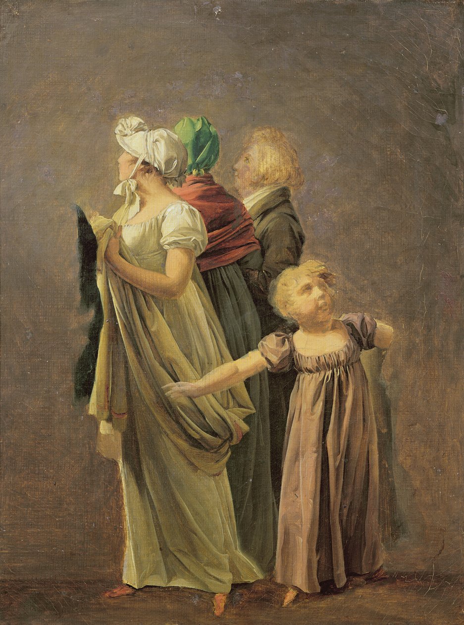 Tutkimus yleisölle Jacques Louis Davidin näyttelyssä "Keisari Napoleonin vihkiminen" Louvren suuressa salissa, vuoden 1804 jälkeen (yksityiskohta) tekijältä Louis Leopold Boilly