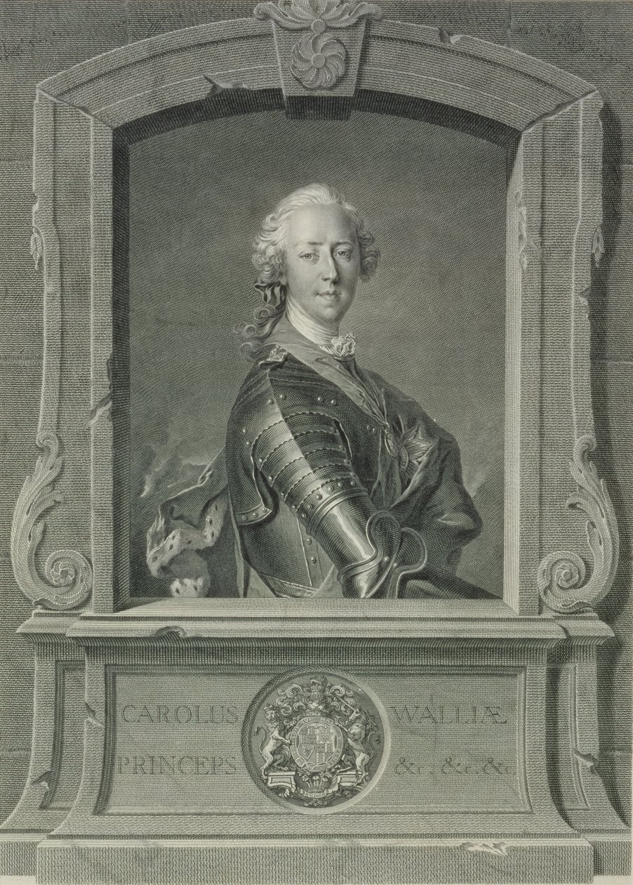 Prinssi Charles Edward Stuart (1720-88), kaivertaja J.G. Wille, 1748 (kuparikaiverrus). tekijältä Louis Tocqué