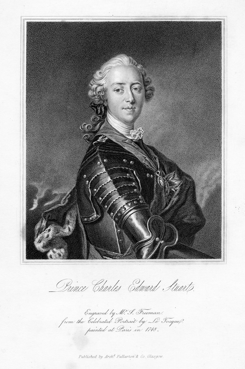 Prinssi Charles Edward Stuart, S. Freemanin tekemä printti, n. 1849 tekijältä Louis Tocqué