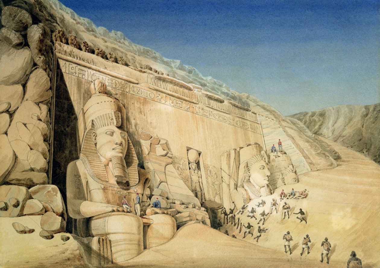 Ramesses II:n suuren temppelin kaivaukset Abu Simbelissä (wc paperille) (englanniksi) tekijältä Louis M.A. Linant de Bellefonds