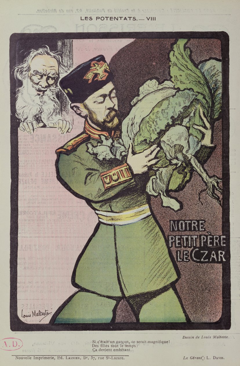 Tsaari Nikolai II ja Tolstoi, 1902 tekijältä Louis Malteste