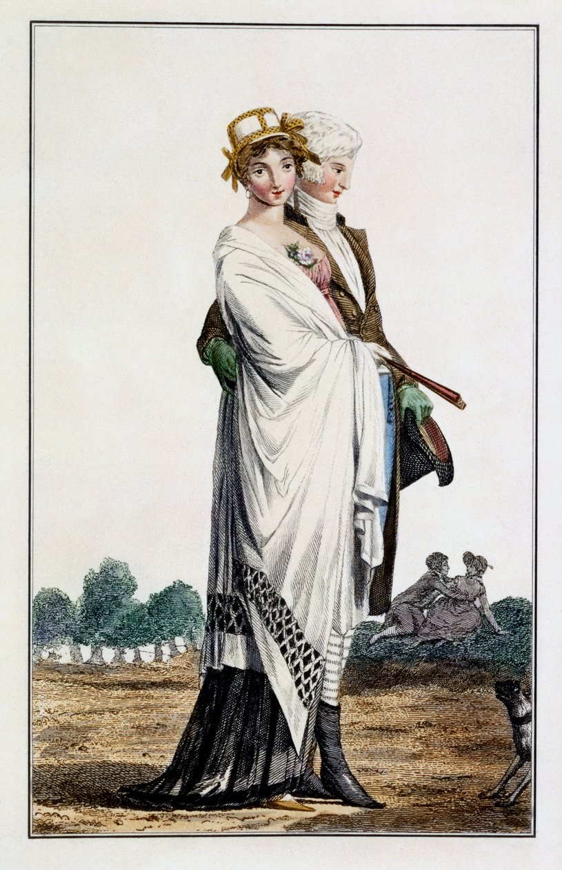 Naisten iltapäiväkävelypuku, 1789 tekijältä Louis Marie Lante