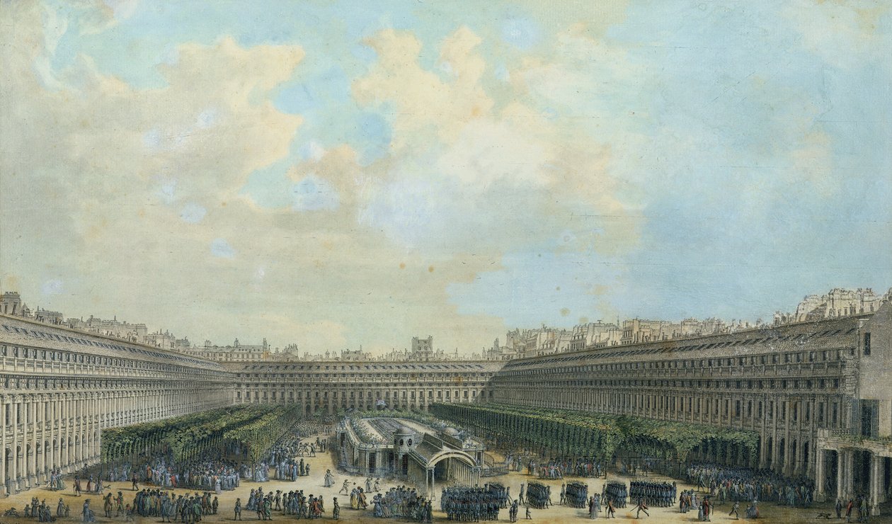 Palais Royalin puutarha, 1791 tekijältä Louis Nicolas de Lespinasse