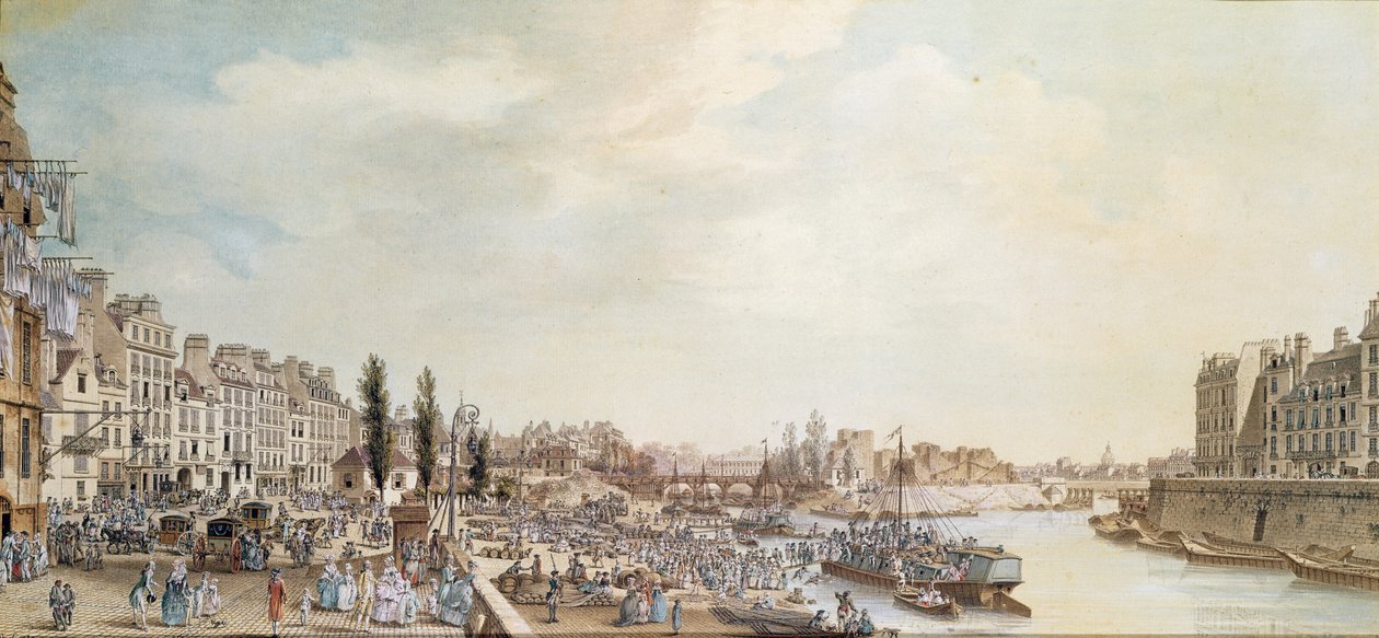 Näkymä Saint-Paulin satamaan, Pariisi, 1782 tekijältä Louis Nicolas de Lespinasse
