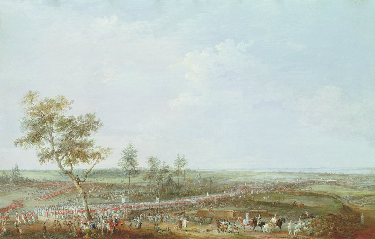 Yorktownin antautuminen, 19. lokakuuta 1781, 1784 (guassi velumilla pahville asetettuna) tekijältä Louis Nicolas van Blarenberghe