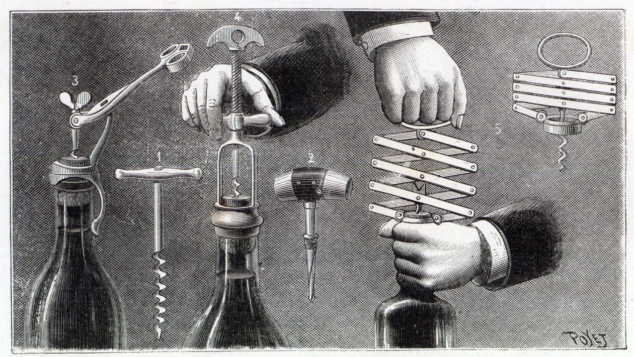 Erilaiset korkkiruuvit, 1893 tekijältä Louis Poyet
