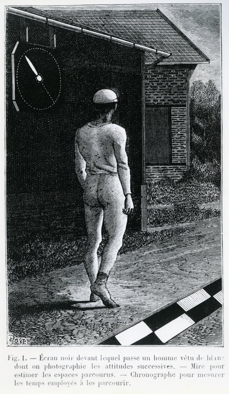 Kuvitus Etienne-Jules Mareyn teoksesta "La Station Psychogique de Paris", julkaistu julkaisussa "La Revue Scientifique", 1883 tekijältä Louis Poyet
