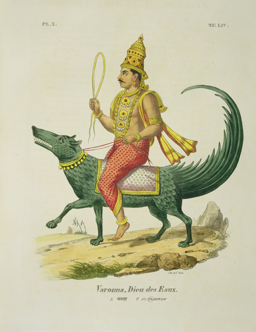 Varuna, valtamerten jumala, kaiverrus Charles Etienne Pierre Motte (1785-1836) tekijältä Louis Thomas Bardel