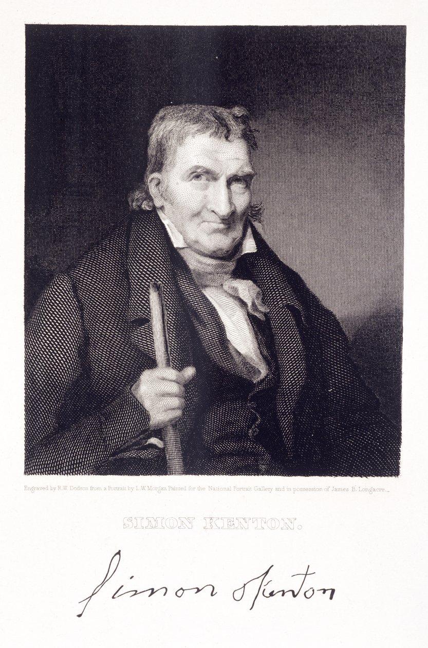 Simon Kenton (1755-1836), kaivertaja Richard W. Dodson (1812-67). tekijältä Louis W. Morgan