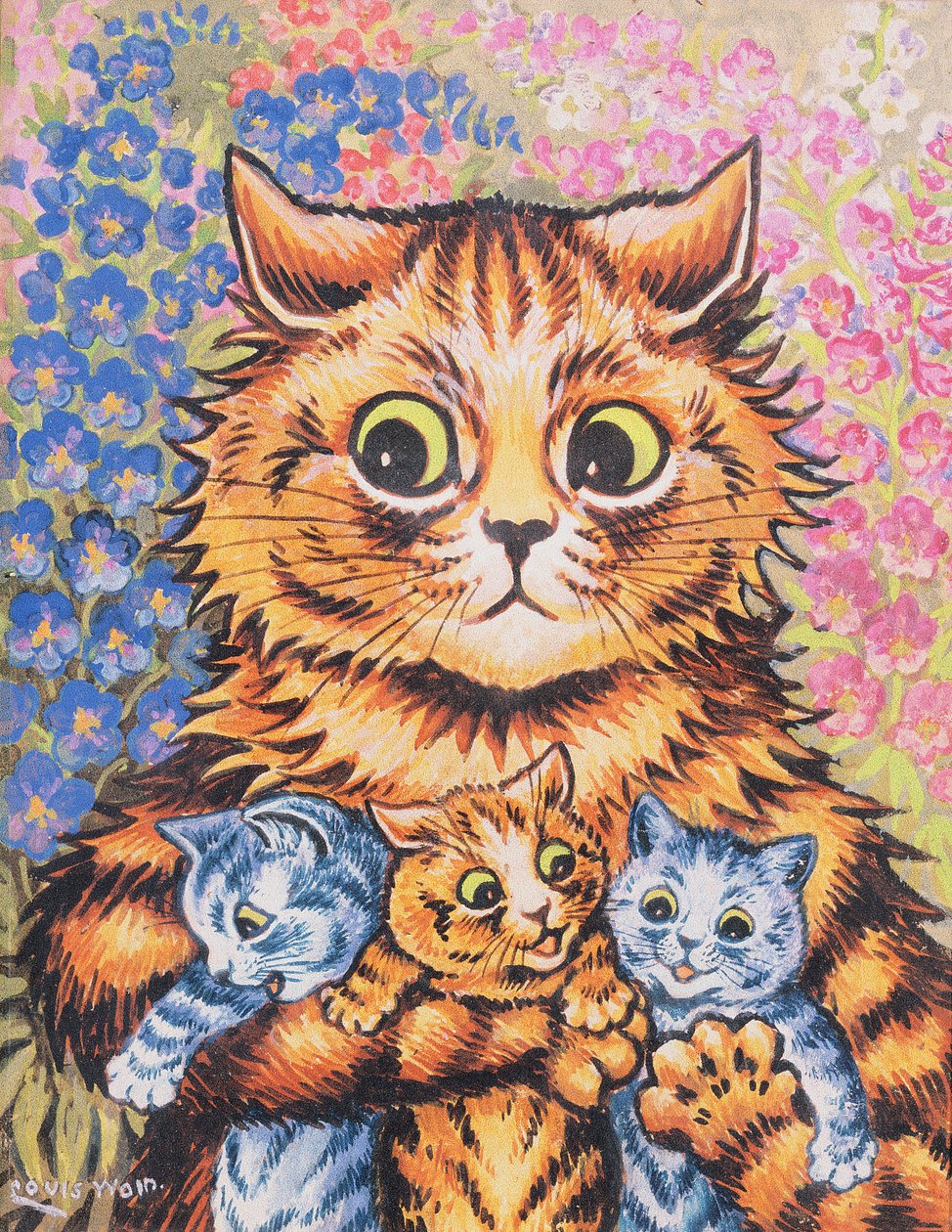 Kissa pentujensa kanssa tekijältä Louis Wain