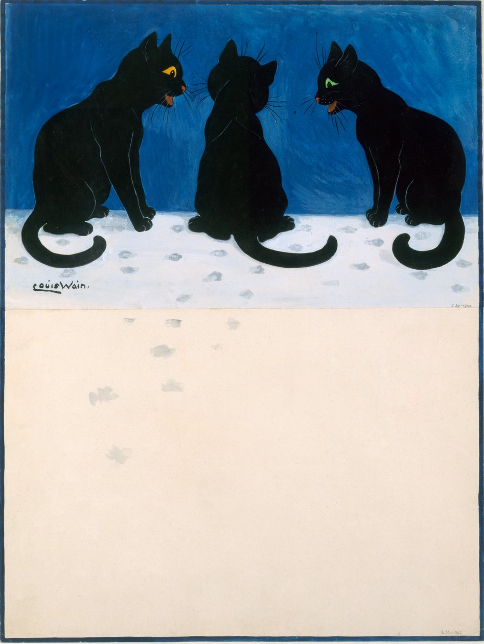 Mustat kissat lumessa tekijältä Louis Wain