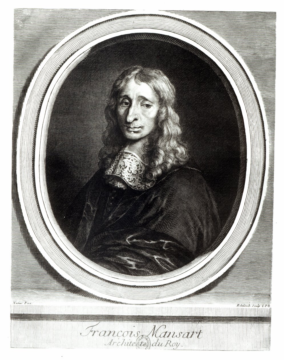 Muotokuva Francois Mansartista (1598-1666), kaivertanut Gerard Edelinck (1640-1707) tekijältä Louis de Namur