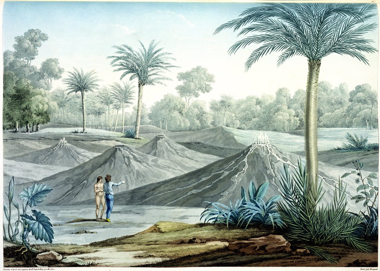 Tulivuoret Turbacon alueella Alexander de Humboldtin (1769-1859) ja Aime Bonplandin (1773-1858) teoksesta Vues des Cordillieres et Monumens des Peuples Indigenes de l