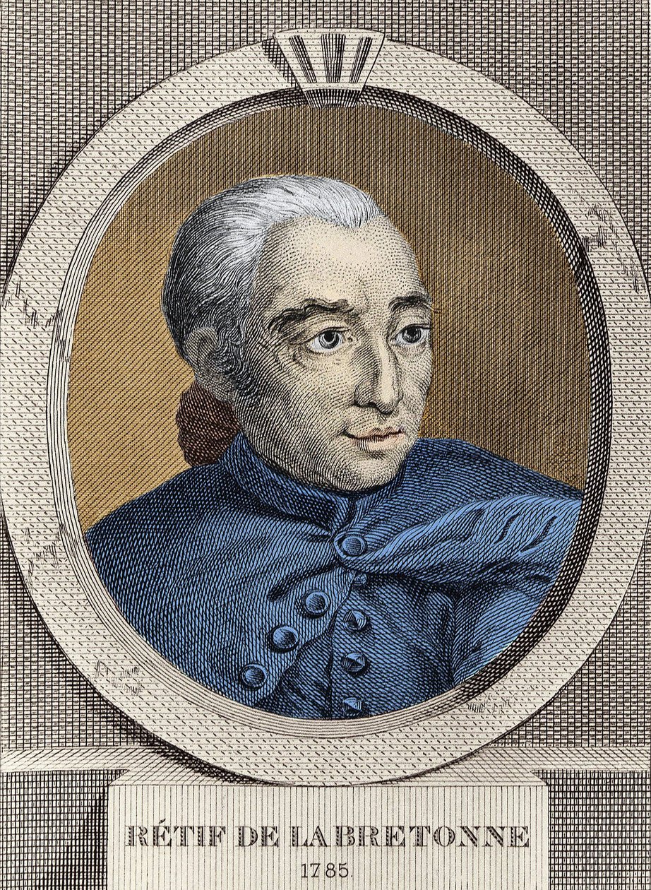 Muotokuva Restif de La Bretonnesta (1734-1806) - Binet, kaiverrus tekijältä Louis (after) Binet