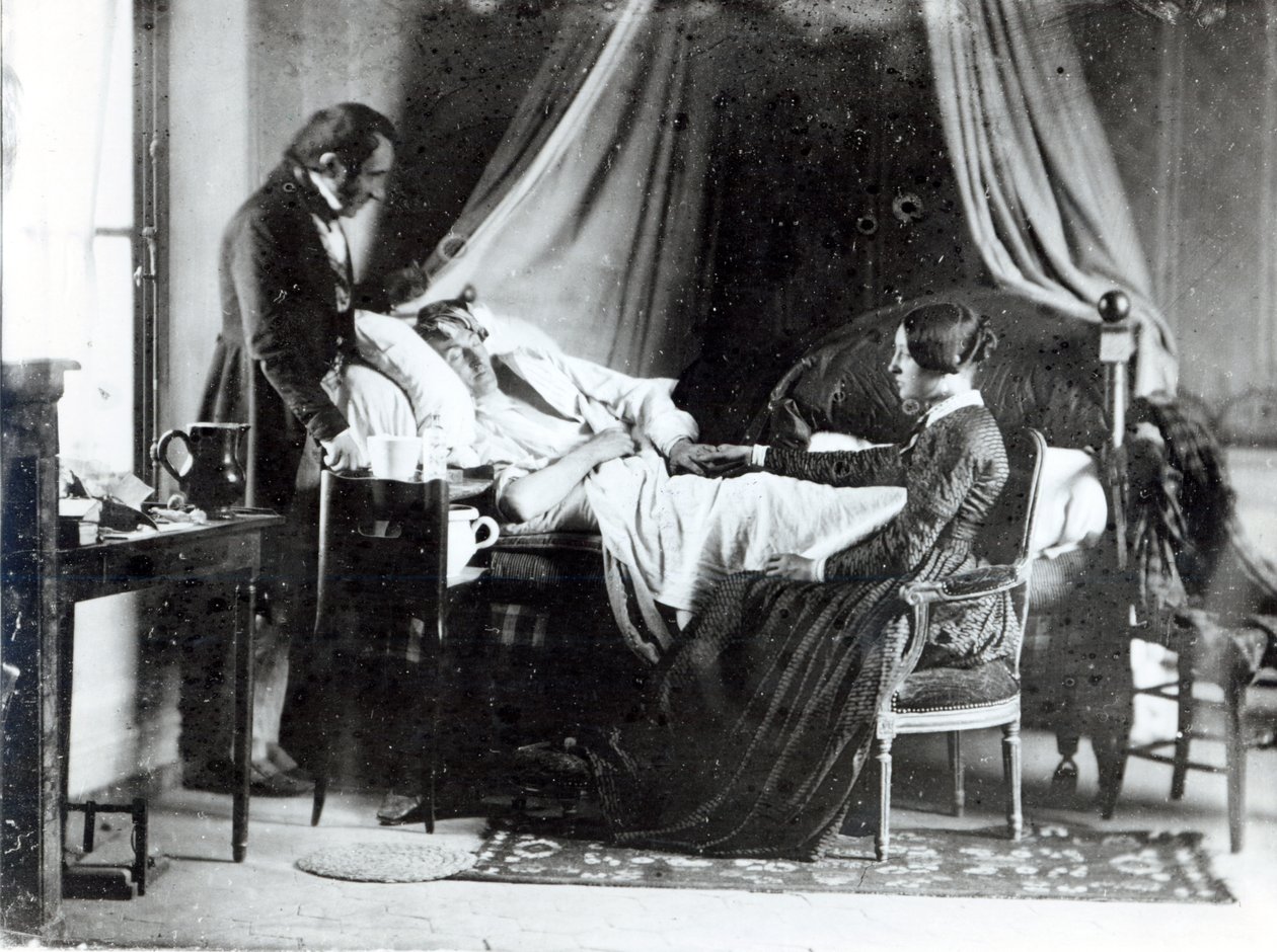 Lääkärin käynti potilaan luona, n.1840-50 (svetokuva) tekijältä Louis Adolphe Humbert de Mollard