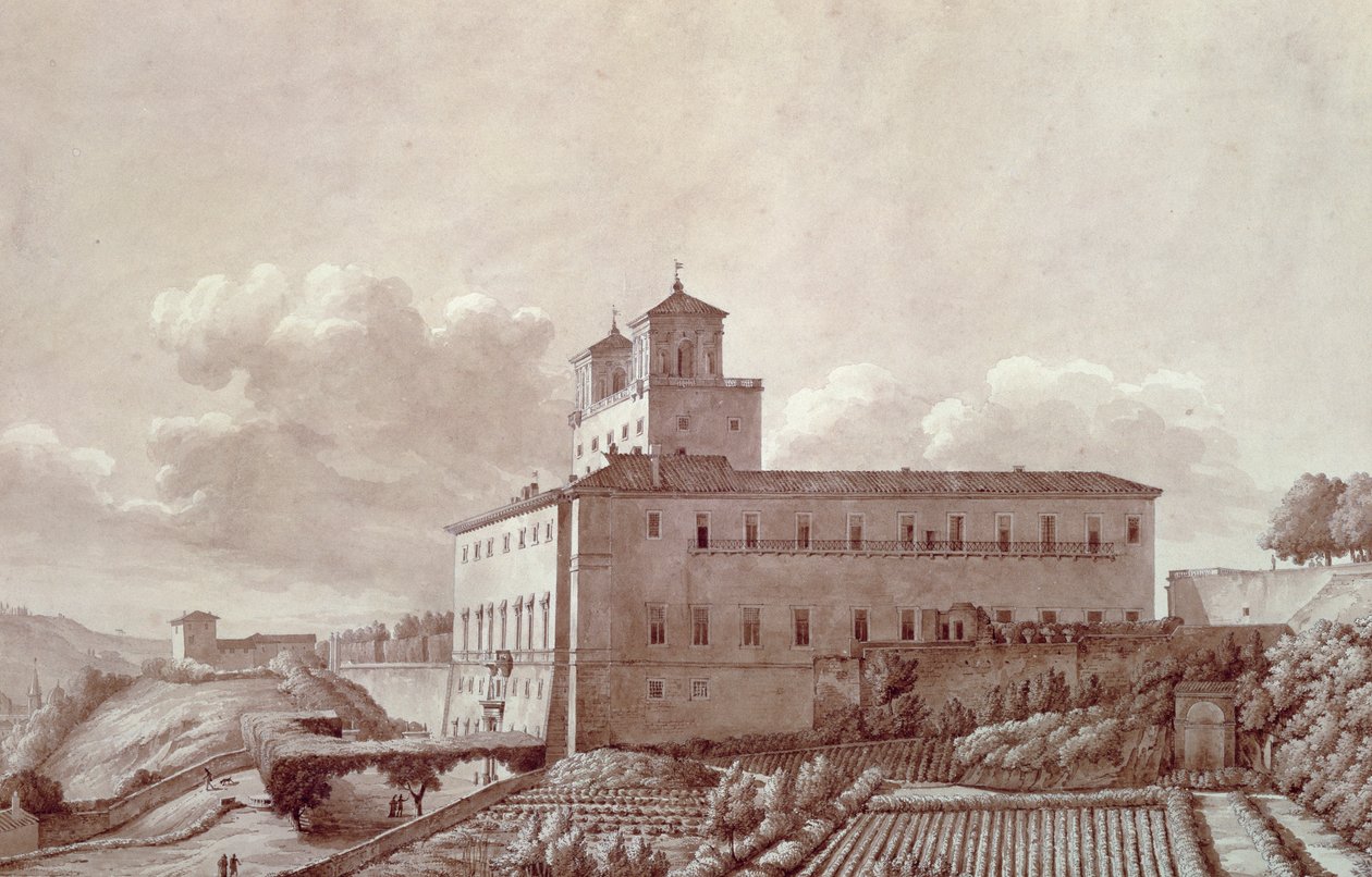 Villa Medici Pincian kukkulalla (Pincio) Roomassa, kirjoittanut Louis-Auguste Boileau (1812-1896), Italia tekijältä Louis Auguste Boileau