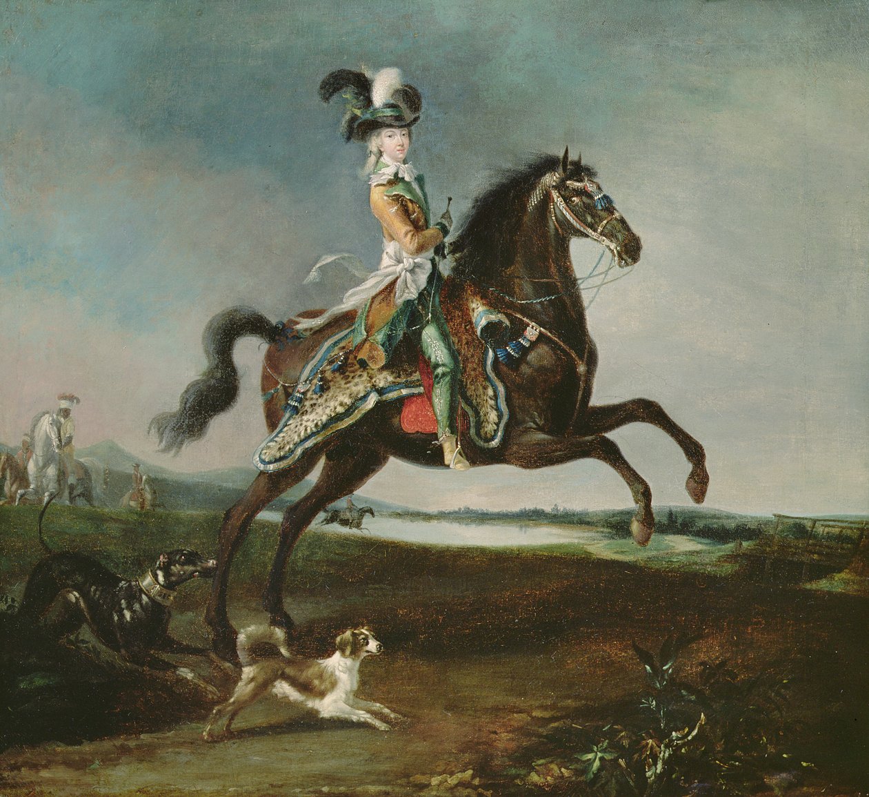 Marie-Antoinette (1755-1793) ratsastusasussa ratsastusasu, 1783 tekijältä Louis Auguste Brun or Brun de Versoix