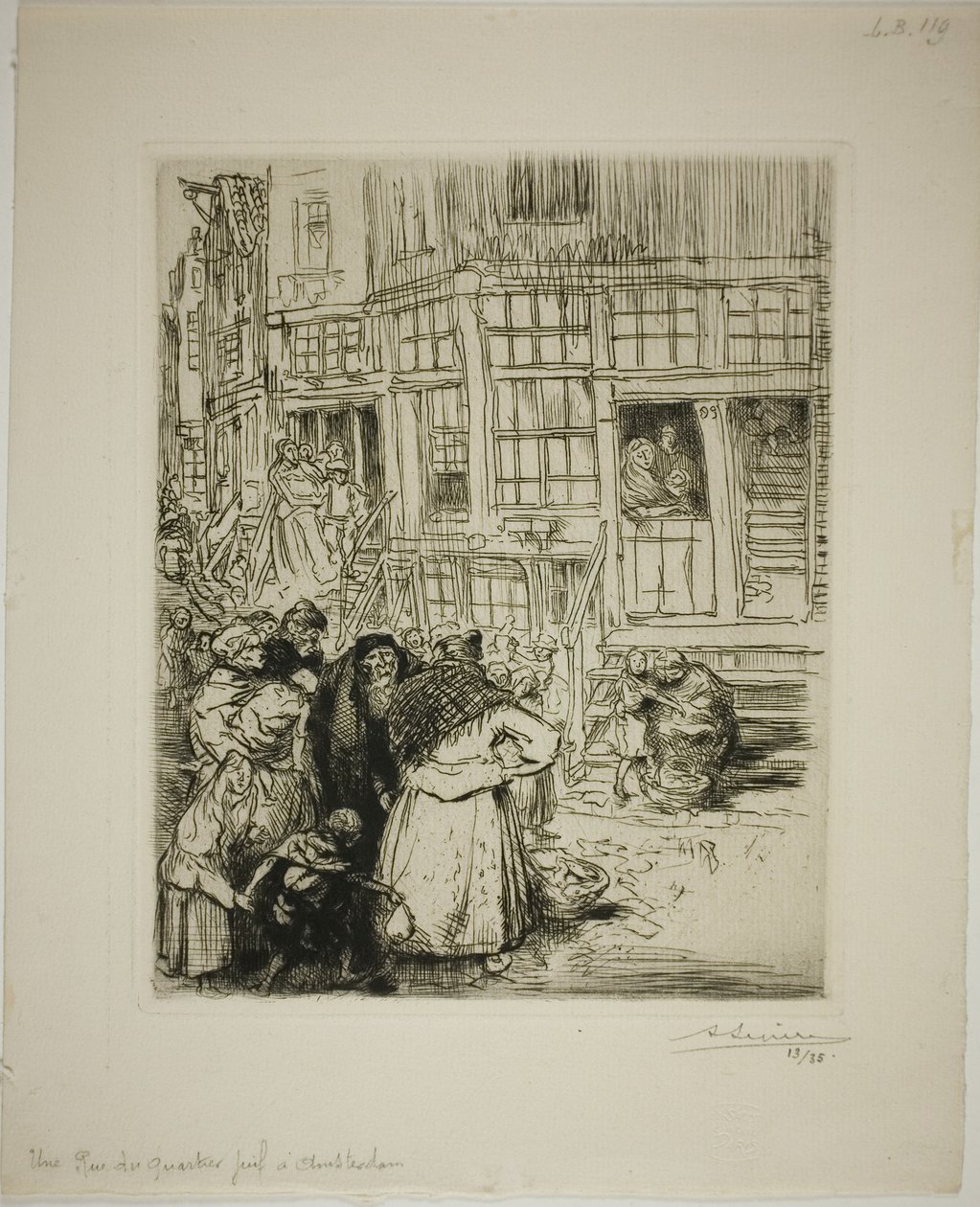 Juutalaiskorttelin katu, Amsterdam tekijältä Louis Auguste Lepère