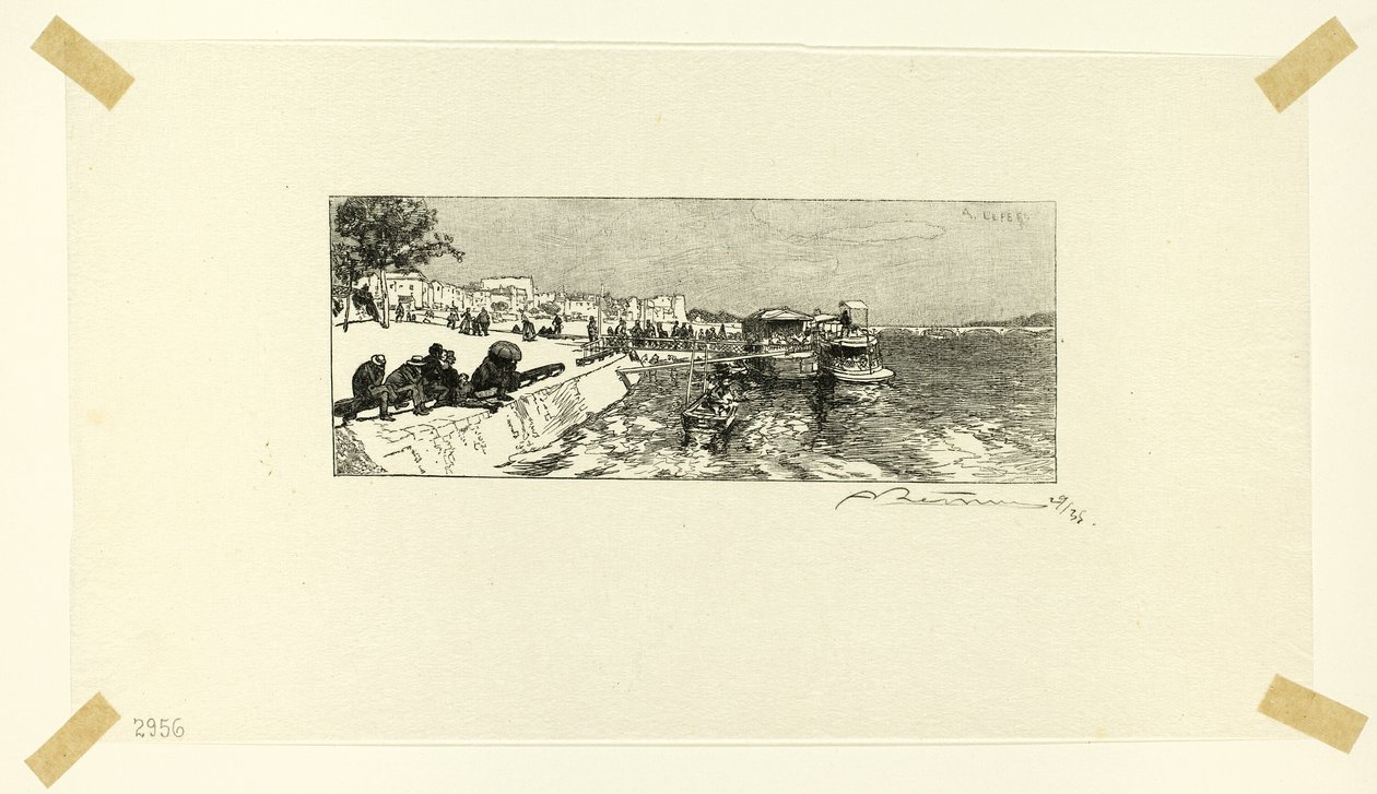 Bercy Wharf, toinen levy Le Long de la Seine et des Boulevards -teoksesta. tekijältä Louis Auguste Lepère