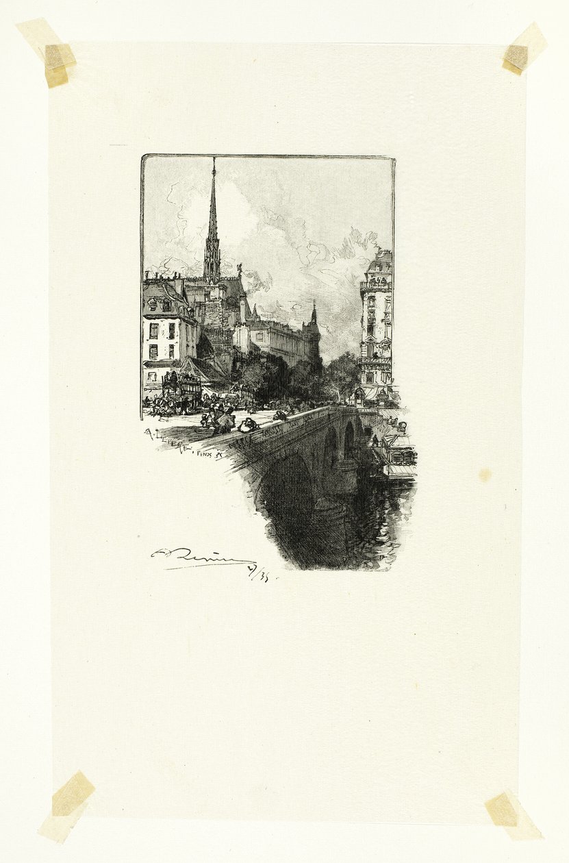 Pont Saint-Michel, levy kahdestoista teoksesta Le Long de la Seine et des Boulevards (Le Long de la Seine et des Boulevards) tekijältä Louis Auguste Lepère
