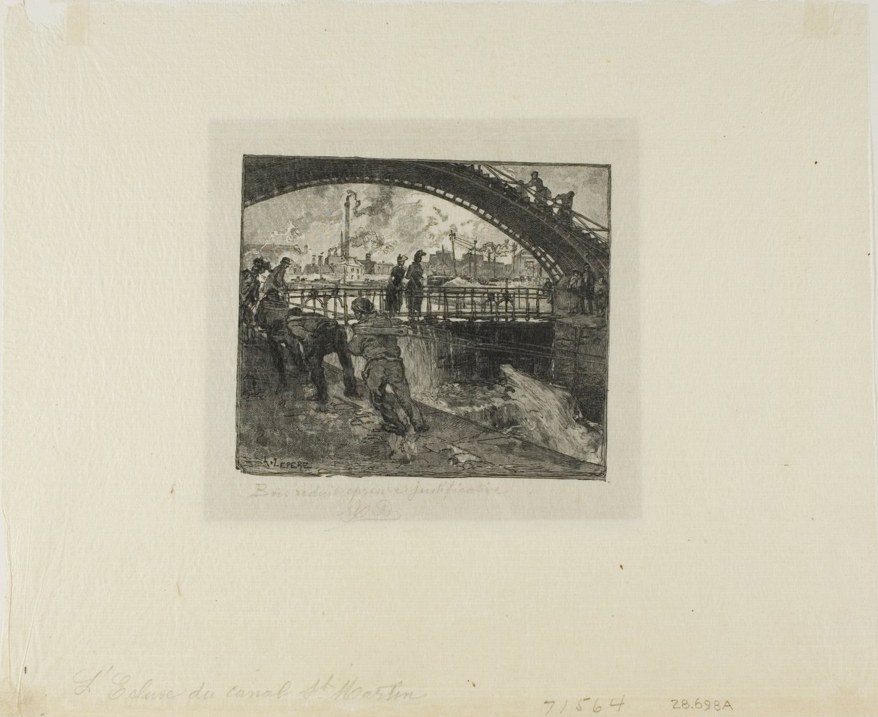 Canal Saint-Martinin sulku tekijältä Louis Auguste Lepère
