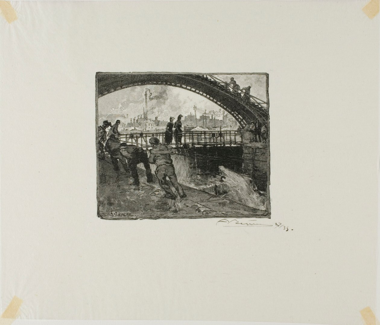 Canal Saint-Martinin sulku tekijältä Louis Auguste Lepère
