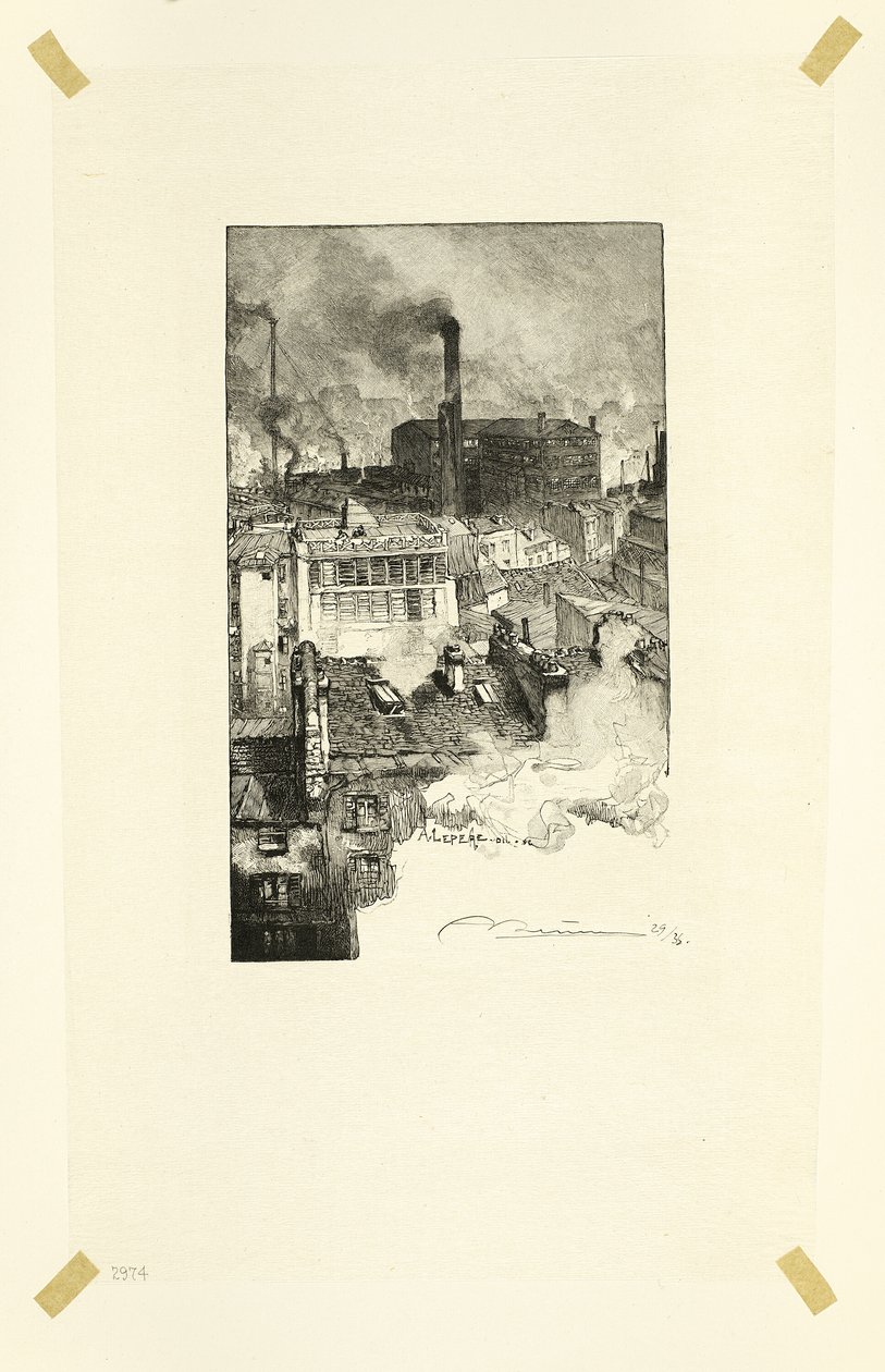 Quartier des Gobelins, laatta 20, Le Long de la Seine et des Boulevards -teoksesta tekijältä Louis Auguste Lepère