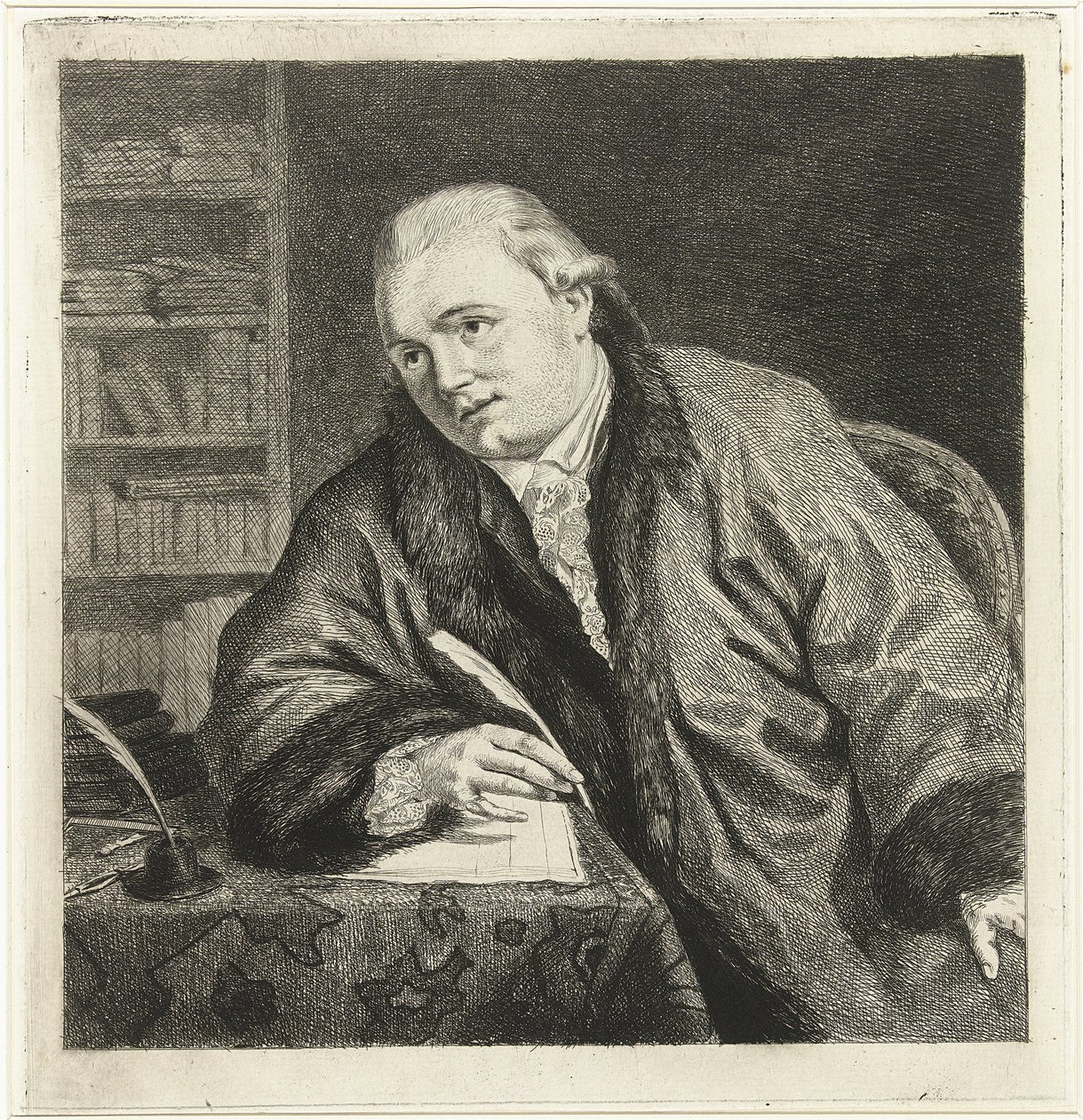 Muotokuva säveltäjästä ja etcheristä Johan Antoni Kauclitz Colizzi 1742-1808, 1780-luku tekijältä Louis Bernard Coclers