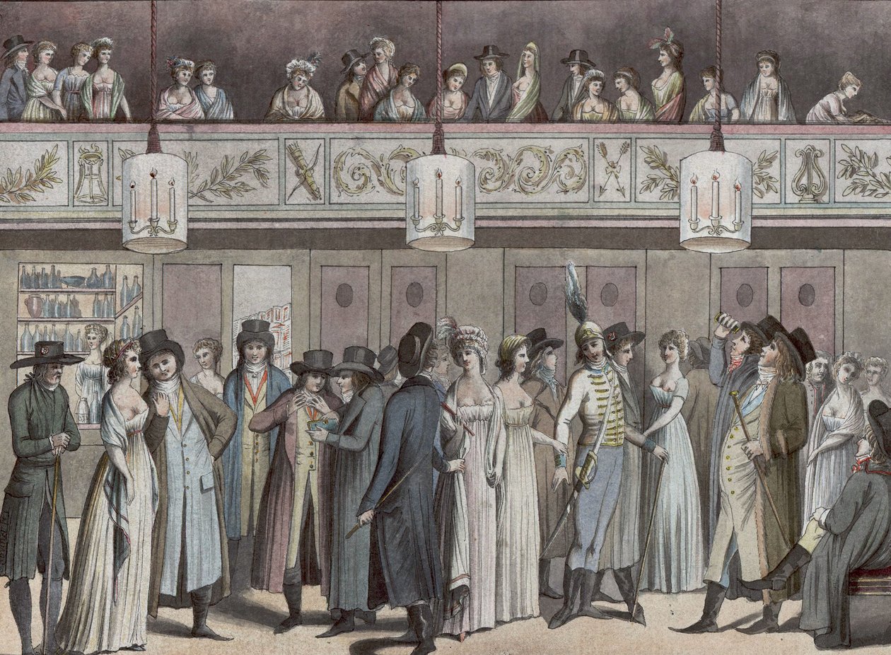 Foyer du Théâtre Montansier Palais-Royalissa). Hippolyte Destailleur -kokoelma (1822-1893) tekijältä Louis Binet