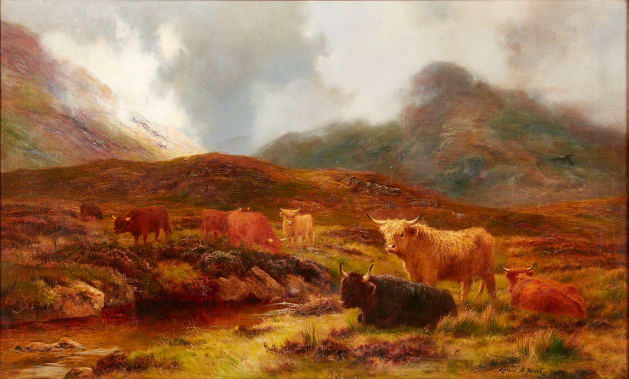 Moorland at Clachaig, Glencoe (öljy kankaalle) tekijältä Louis Bosworth Hurt