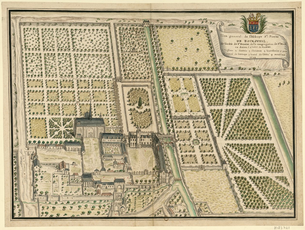 Abbaye de Bourgueil, yleissuunnitelma tekijältä Louis Boudan