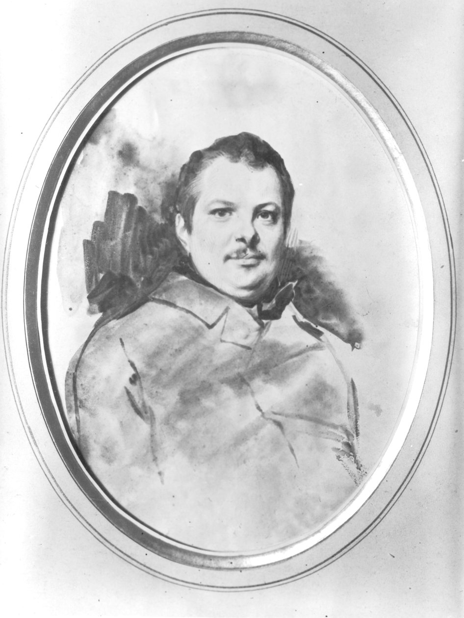 Portrait of Honore de Balzac (1799-1850) c.1820 (tinta at hugasan sa papel) finn tekijältä Louis Boulanger