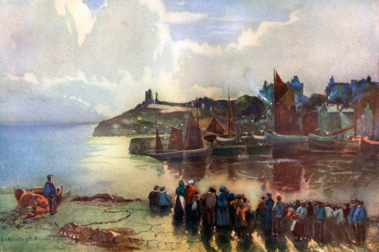 Tenbyn linna ja satama, Pembrokeshire, Wales, 1924-1926 tekijältä Louis Burleigh Bruhl