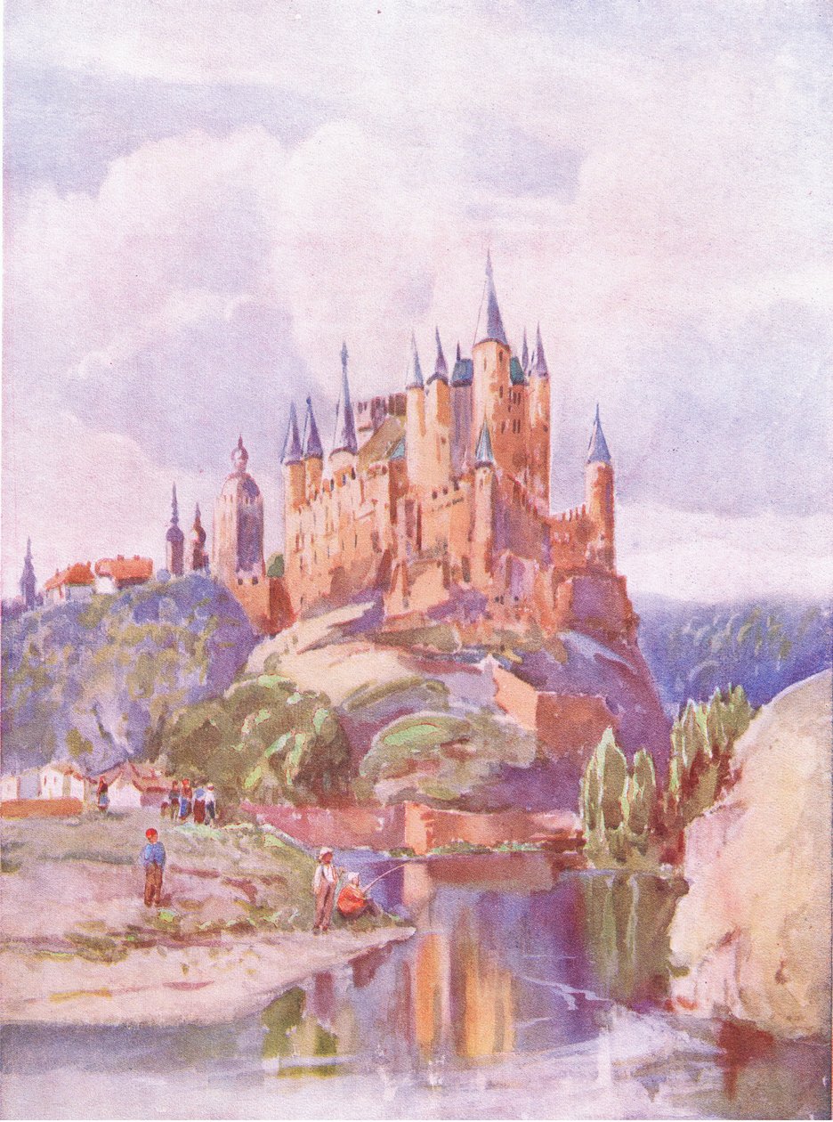 Alcazar, Segonia, Hutchinson & Sonin julkaisemasta Hutchinsons Picturesque Europe -teoksesta, n. 1930. tekijältä Louis Burleigh Bruhl