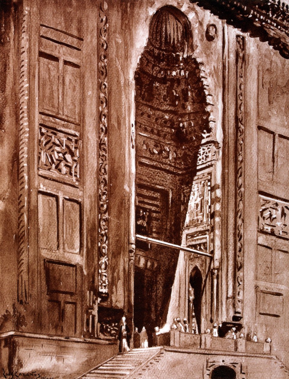 Sisäänkäynti sulttaani Hassanin moskeijaan, 1928 tekijältä Louis Cabanes