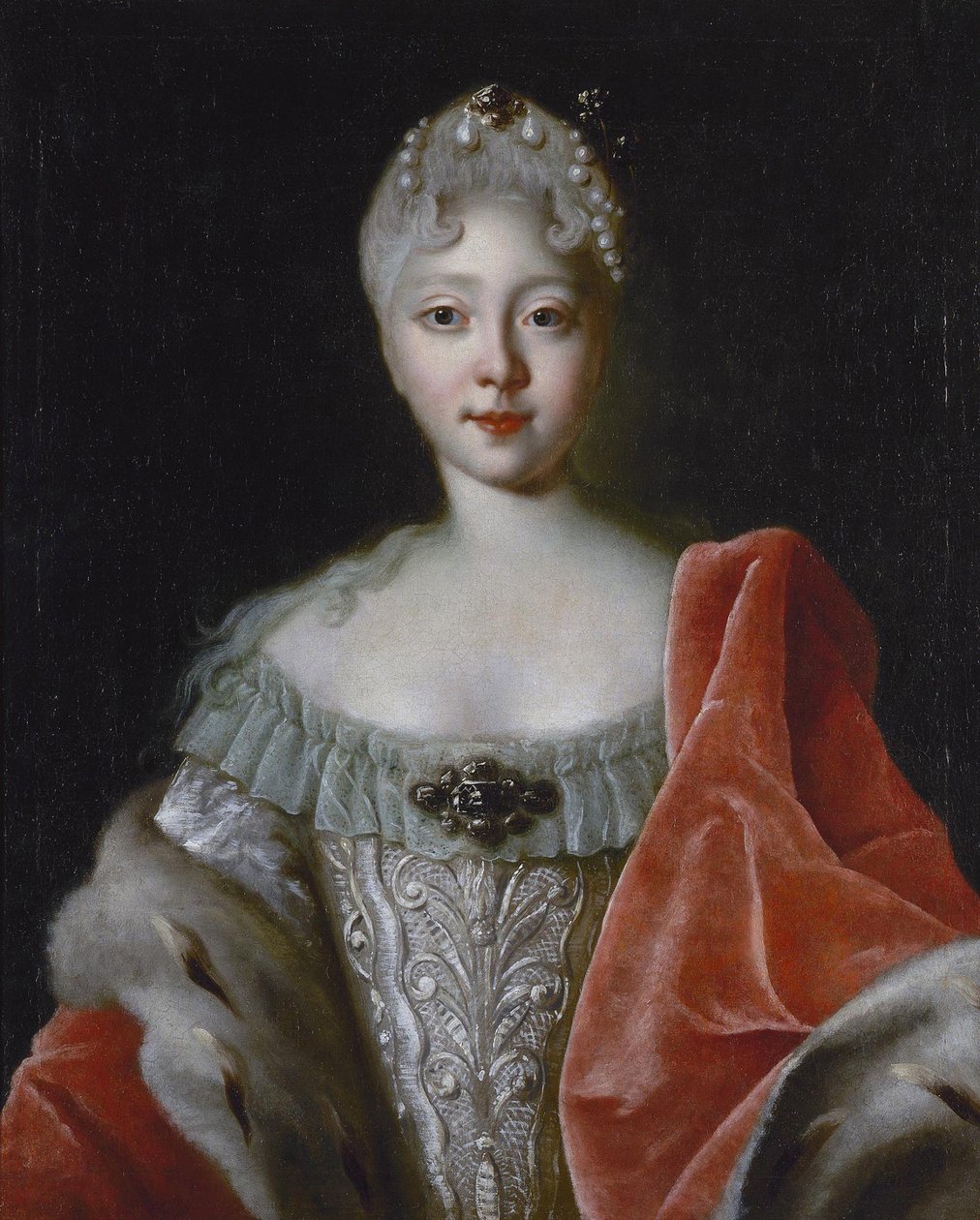 Elisabeth Ire (imperatrice de Russie) - Suurherttuatar Elisabeth Petrovnan (1709-1761) muotokuva par Caravaque, Louis (1684-1754). Öljy kankaalle, koko: 78x63, 1720-luvun loppu, Valtion Eremitaaši, Pietari tekijältä Louis Caravaque