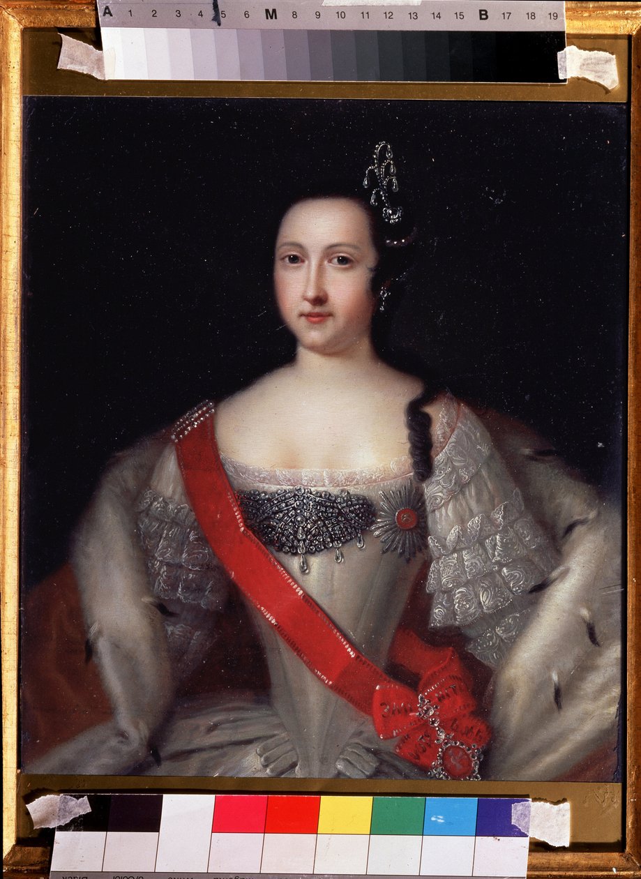 ""Venäjän valtionhoitajan Anna Leopoldovnan (1718-1746), tsaari Ivan VI:n äidin muotokuva"" Louis Caravaquen (1684-1754) maalaus noin 1733 valtion V. Tropinin-museo, Moskova tekijältä Louis Caravaque