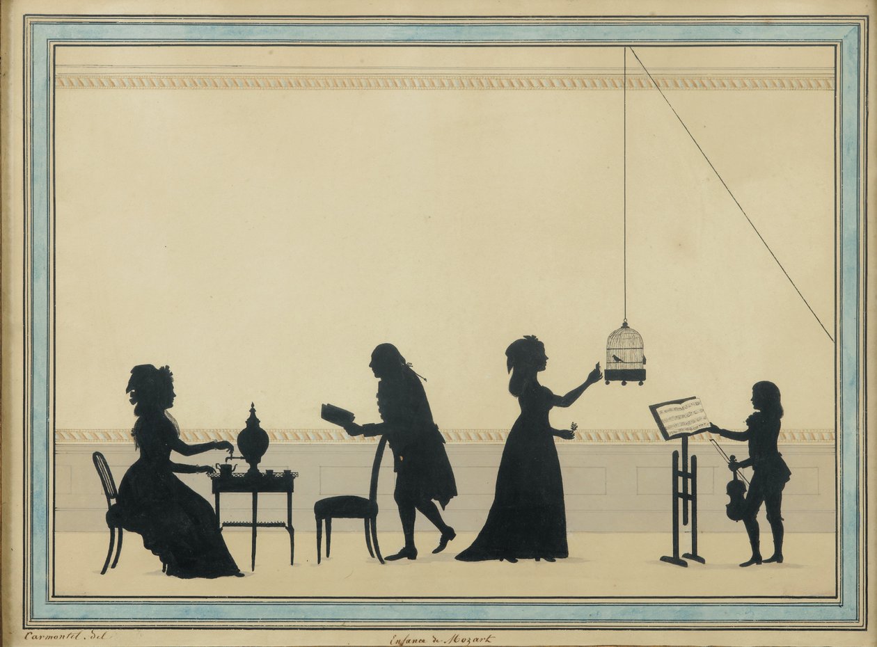 Mozartin perhe, n. 1763 tekijältä Louis Carrogis dit Carmontelle