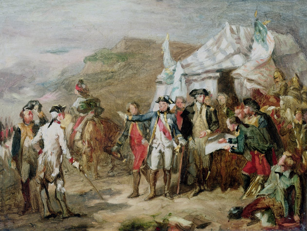 Luonnos Yorktownin taistelusta, 1.–17. lokakuuta 1781, n. 1836 tekijältä Louis Charles Auguste Couder