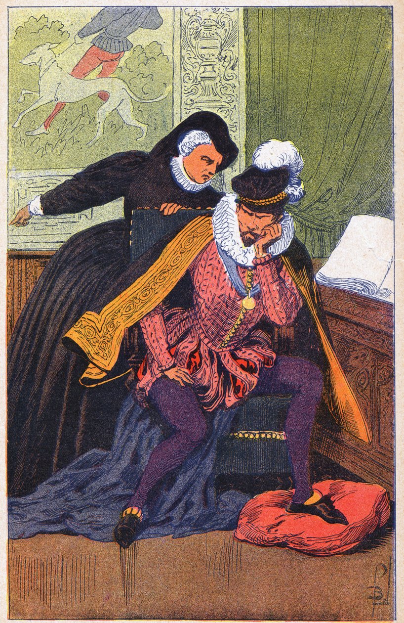 Catherine de Medicis ja hänen poikansa Charles IX tekijältä Louis Charles Bombled