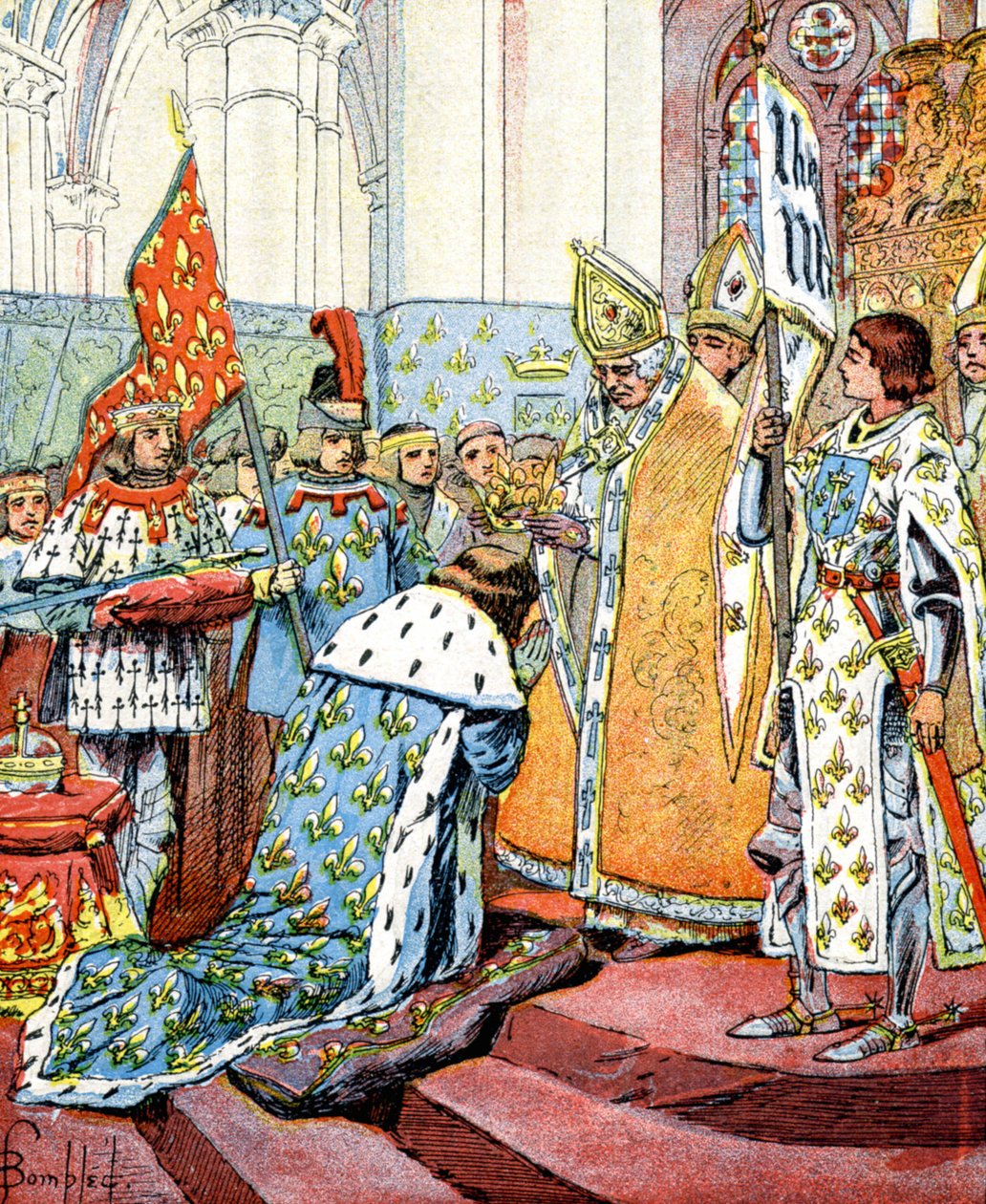 Ranskan kuninkaan Kaarle VII:n kruunaus Jeanne d
