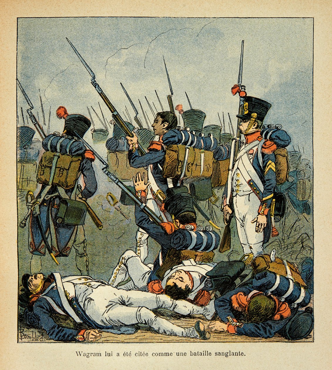 Bombled Louisin (1862-1927) kuvitus kreivi Emmanuel de Las Casesin (1766-1842) kirjasta "The Memorial of Saint Helene": Grognards at the Battle of Wagram, yksityinen kokoelma tekijältä Louis Charles Bombled