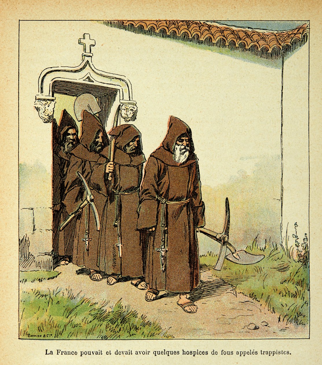 Bombled Louisin (1862-1927) kuvitus kreivi Emmanuel de Las Casesin (1766-1842) kirjasta "Saint Helenen muistomerkki": Trappistit, yksityiskokoelma tekijältä Louis Charles Bombled