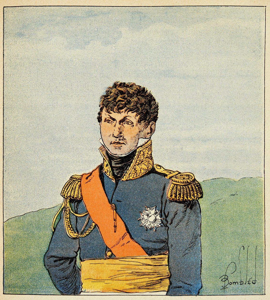 Kuvitus Bombled Louisista (1862-1927) kreivi Emmanuel de Las Casesin (1766-1842) kirjasta "Saint Helenen muistomerkki": Marechal Victorin muotokuva (Claude Victor Perrin). tekijältä Louis Charles Bombled