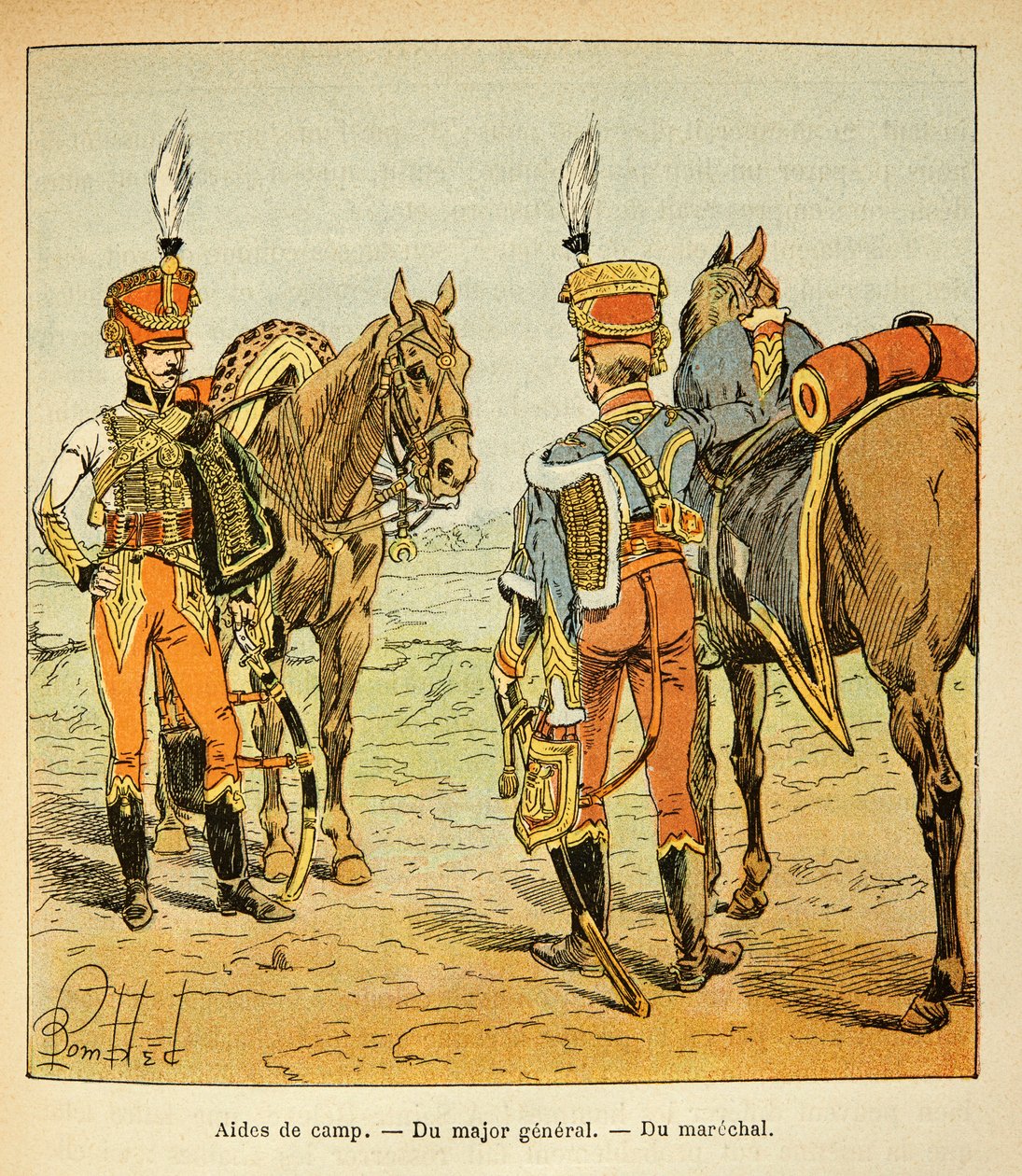 Kuvitus Bombled Louisista (1862-1927) kreivi Emmanuel de Las Casesin (1766-1842) kirjasta "Saint Helenen muistomerkki": Aide de camp of the great army: of the major general and of the marechal, yksityiskokoelma. tekijältä Louis Charles Bombled