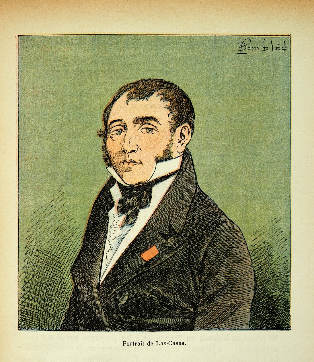 Kuvitus Bombled Louisista (1862-1927) kreivi Emmanuel de Las Casesin (1766-1842) kirjasta "The memorial se Sainte Helene": Las Casesin muotokuva, yksityiskokoelma tekijältä Louis Charles Bombled