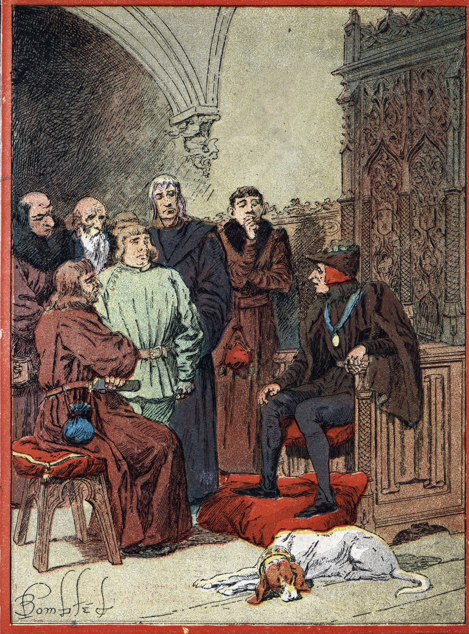 Ranskan kuningas Ludvig XII (1462-1515) vastaanottaa Pariisin porvarit parloir aux bourgeois -huoneistossa, Pariisin ensimmäisessä kaupungintalossa 26.11.1514 (Ranskan kuningas Ludvig XII vastaanottaa "" Burgesses -huoneessa", ensimmäinen Pariisin kaupungi tekijältä Louis Charles Bombled